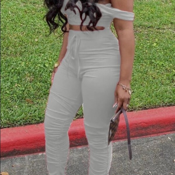 Crop Top Ruched Drawstring Pants Set - Picture 3 of 3